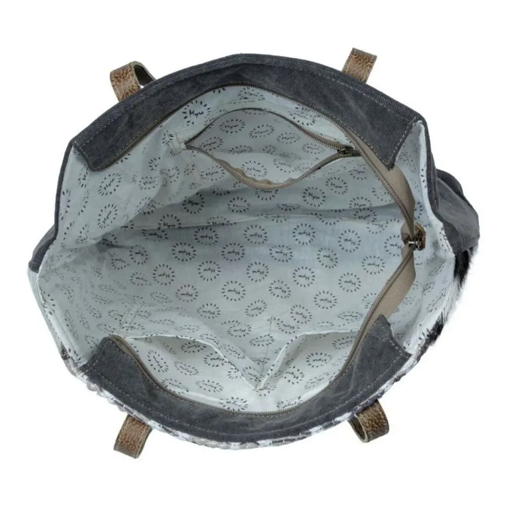 Myra Bag Handmade Felicity Backpack Upcycled Canvas & Cowhide Leather